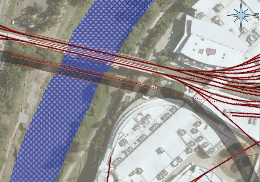 THE THREE BREMER BRIDGES FROM ABOVE
Line arrangement 1910s-1930s
Ausmap Qld Globe background; QGIS vector overlay (A.J.Cameron)